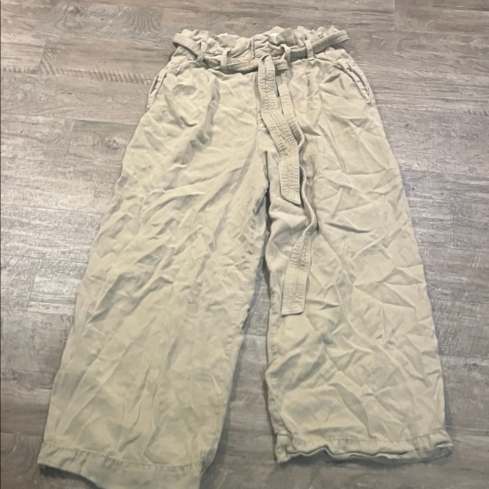 Anthropologie Khaki Paperbag Waist Pants
